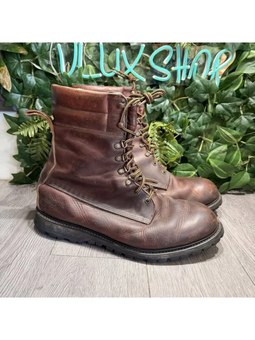 vintage cabelas mens 12 EE shoes brown leather waterproof hunting combat boots